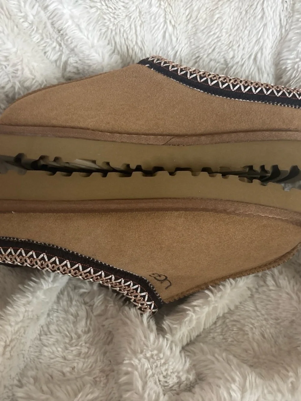 UGG Chestnut and Cream Shearling-Lined Slip-On